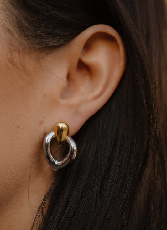 Two Toned Statement Earrings