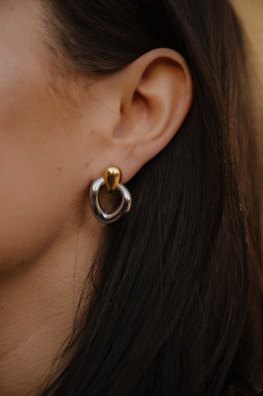 Two Toned Statement Earrings