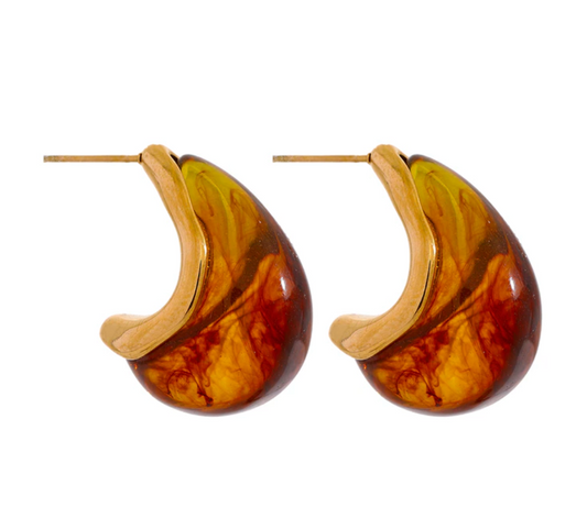 Amber Hoops in Gold